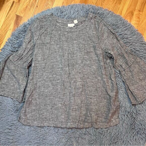 Cynthia Rowley Gray Linen Blouse Top Size 3X - Picture 1 of 6